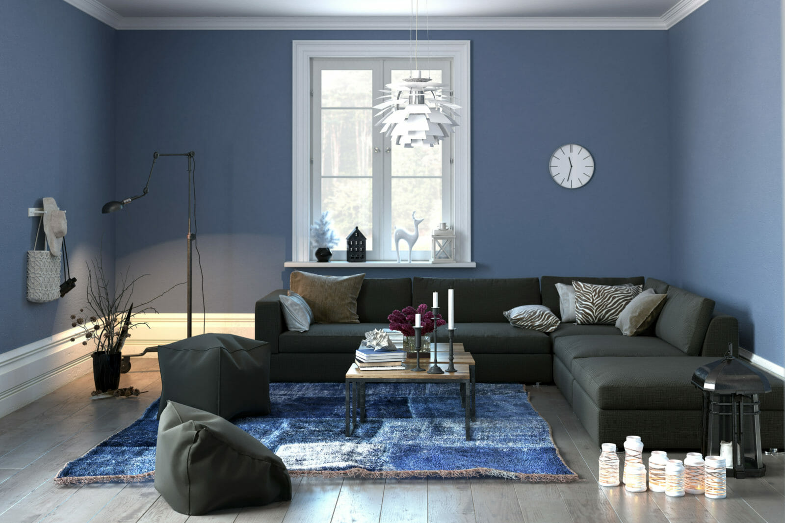 Living room in blue, the colour trend for 2017